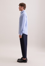 Shaped Linen shirt Uni in Mittelblau |  Seidensticker Onlineshop