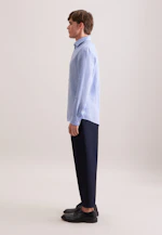 Shaped Linen shirt Uni in Mittelblau |  Seidensticker Onlineshop