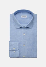 Shaped Linen shirt Uni in Mittelblau |  Seidensticker Onlineshop