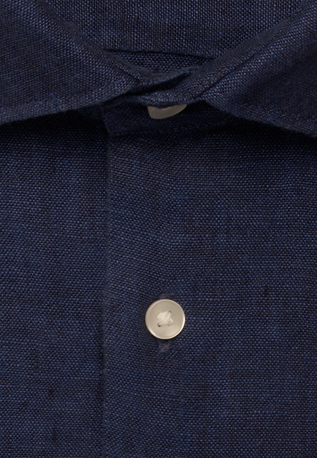 Shaped Leinenhemd Uni in Dunkelblau |  Seidensticker Onlineshop