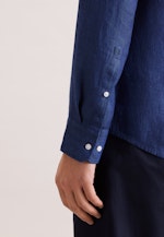 Shaped Leinenhemd Uni in Dunkelblau |  Seidensticker Onlineshop