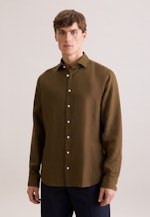 Shaped Leinenhemd Uni in Grün |  Seidensticker Onlineshop