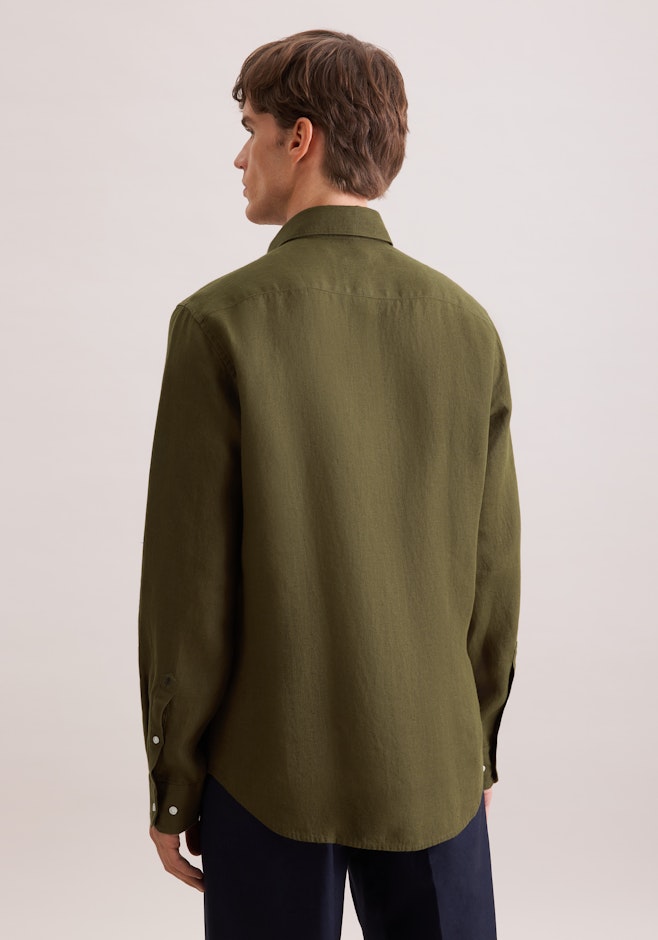 Shaped Chemise en lin Uni dans Vert | Boutique en ligne Seidensticker