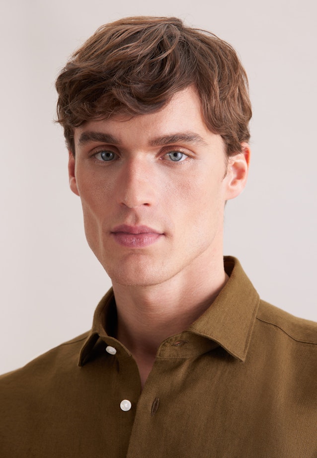 Shaped Leinenhemd Uni in Grün |  Seidensticker Onlineshop