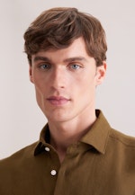 Shaped Chemise en lin Uni in Vert |  Seidensticker Onlineshop