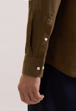 Shaped Chemise en lin Uni in Vert |  Seidensticker Onlineshop