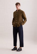 Shaped Chemise en lin Uni in Vert |  Seidensticker Onlineshop