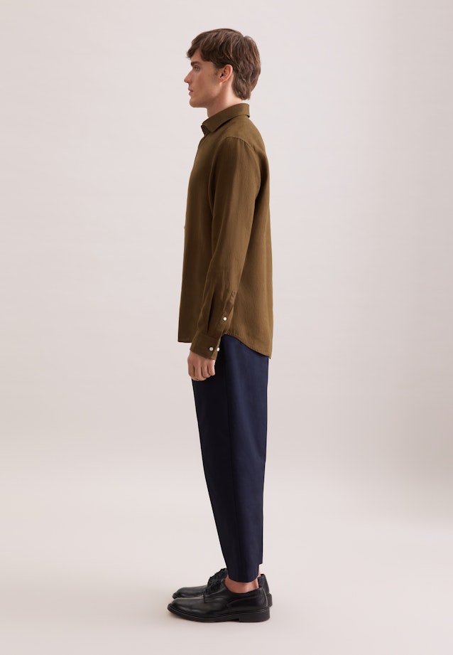 Shaped Leinenhemd Uni in Grün |  Seidensticker Onlineshop