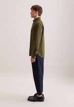 Shaped Linen shirt Uni in Grün |  Seidensticker Onlineshop