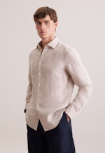 Shaped Linen shirt Uni in Beige |  Seidensticker Onlineshop