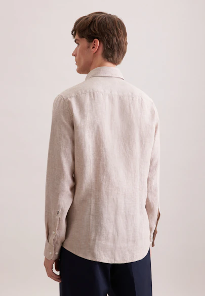 Shaped Leinenhemd Uni in Beige |  Seidensticker Onlineshop