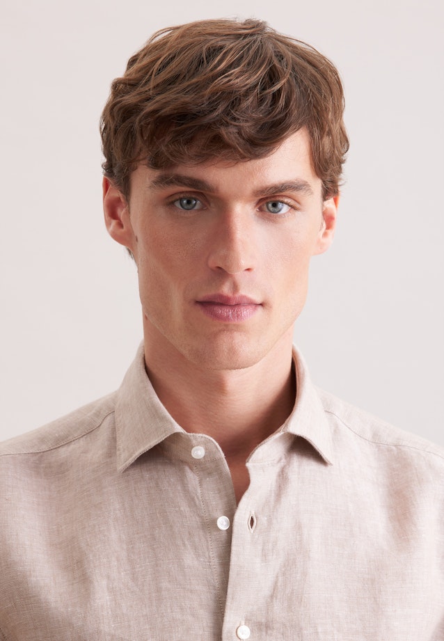 Shaped Linen shirt Uni in Beige |  Seidensticker Onlineshop