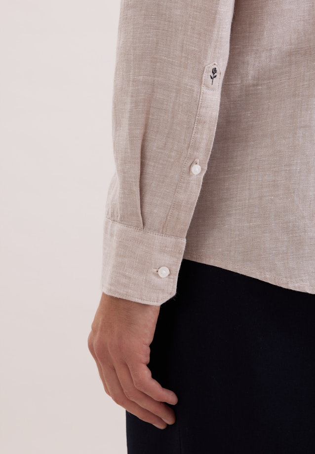Shaped Linen shirt Uni in Beige |  Seidensticker Onlineshop