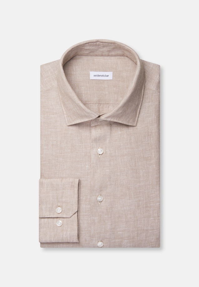 Shaped Linen shirt Uni in Beige |  Seidensticker Onlineshop