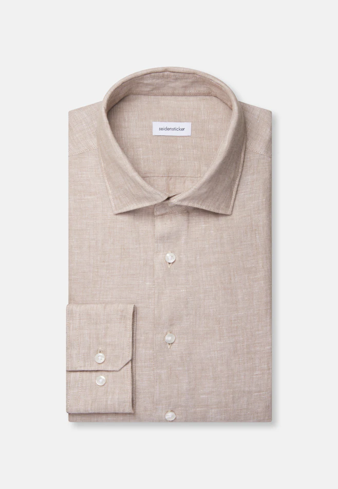 Shaped Chemise en lin Uni dans Beige | Boutique en ligne Seidensticker