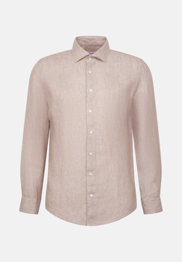 Shaped Linen shirt Uni in Beige |  Seidensticker Onlineshop