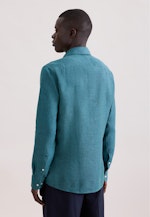 Shaped Chemise en lin Uni in Turquoise |  Seidensticker Onlineshop