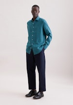 Shaped Chemise en lin Uni in Turquoise |  Seidensticker Onlineshop