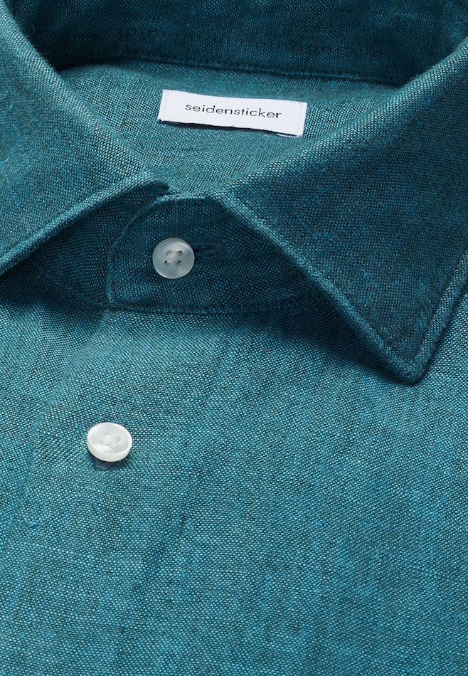 Shaped Leinenhemd Uni in Türkis | Seidensticker Onlineshop