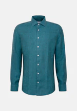 Shaped Chemise en lin Uni in Turquoise |  Seidensticker Onlineshop