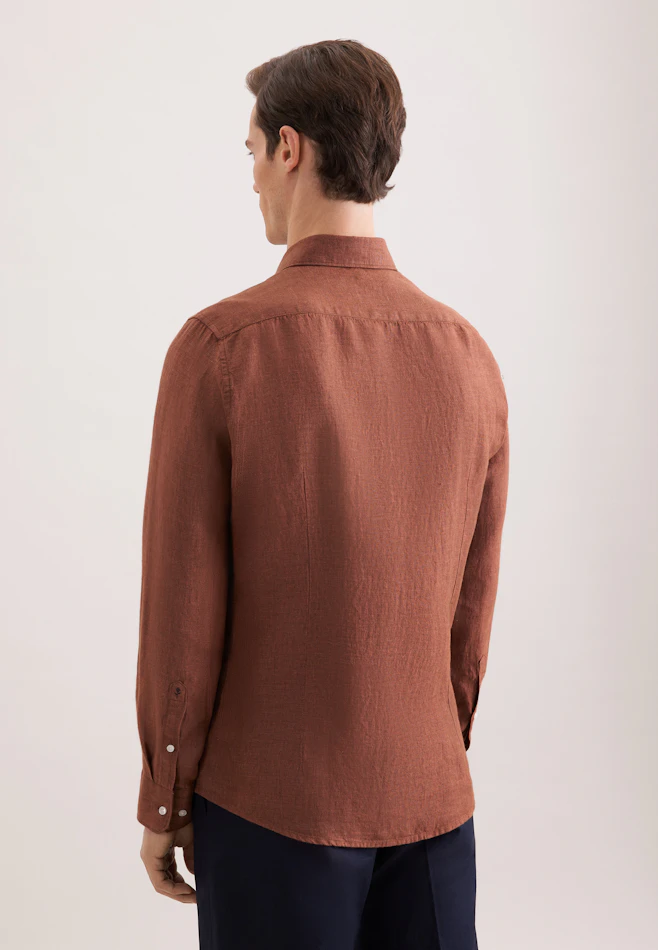 Shaped Linen shirt Uni in Braun | Seidensticker online shop