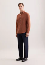 Shaped Linen shirt Uni in Braun |  Seidensticker Onlineshop