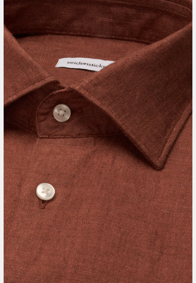 Shaped Linen shirt Uni in Braun |  Seidensticker Onlineshop