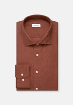 Shaped Linen shirt Uni in Braun |  Seidensticker Onlineshop