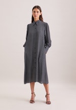 Gemustertes Hemdblusenkleid mit Taillengürtel in Dunkelblau |  Seidensticker Onlineshop