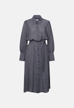 Gemustertes Hemdblusenkleid mit Taillengürtel in Dunkelblau |  Seidensticker Onlineshop