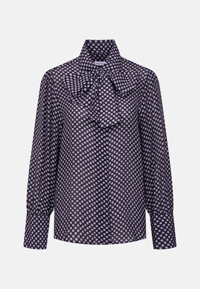 Gemusterte Hemdbluse mit abnehmbarer Schluppe in Dunkelblau |  Seidensticker Onlineshop