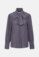 Gemusterte Hemdbluse mit abnehmbarer Schluppe in Dunkelblau |  Seidensticker Onlineshop