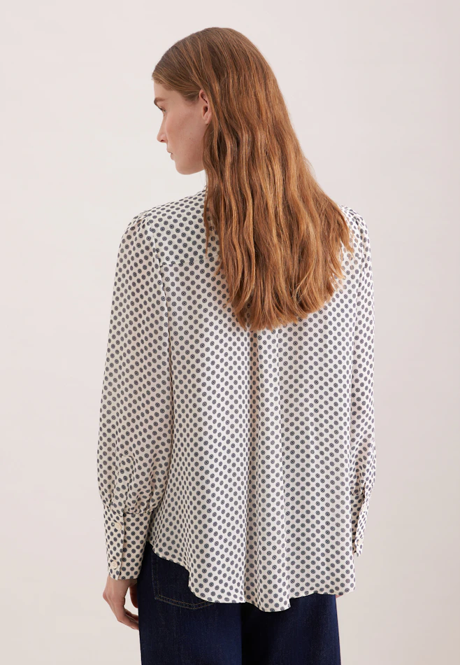 Patterned shirt blouse with detachable bow tie in Weiß | Seidensticker online shop