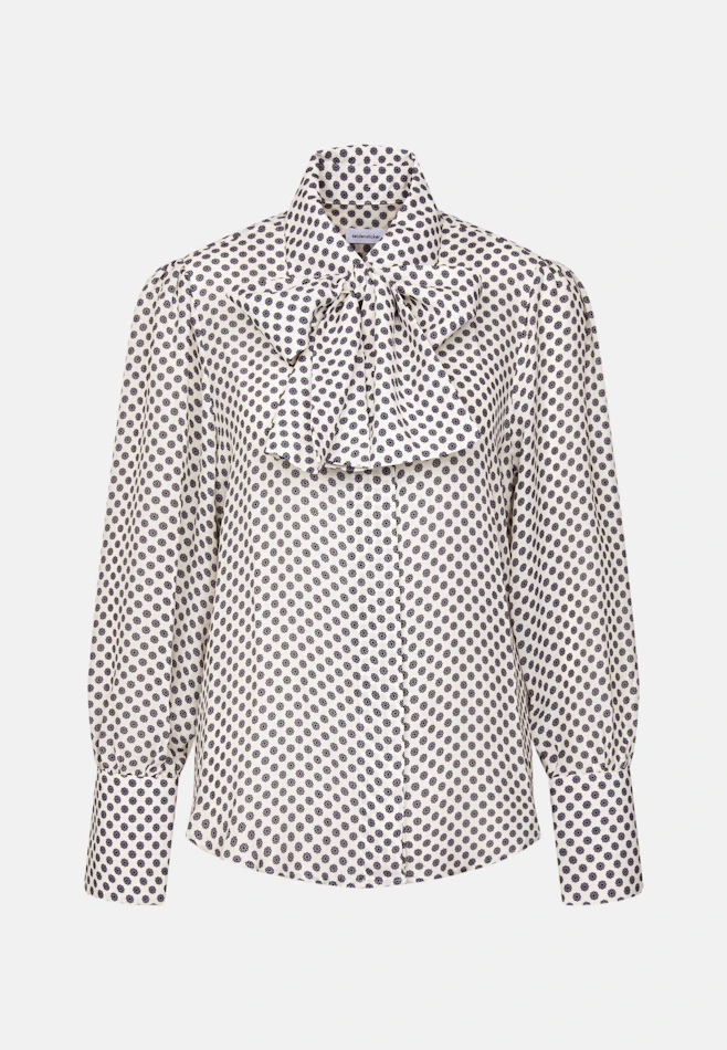 Gemusterte Hemdbluse mit abnehmbarer Schluppe in Weiß | Seidensticker Onlineshop