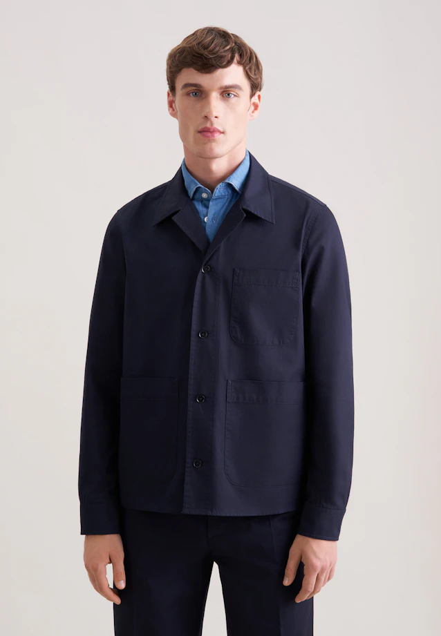 Regular Veste Uni in Bleu Foncé |  Seidensticker Onlineshop