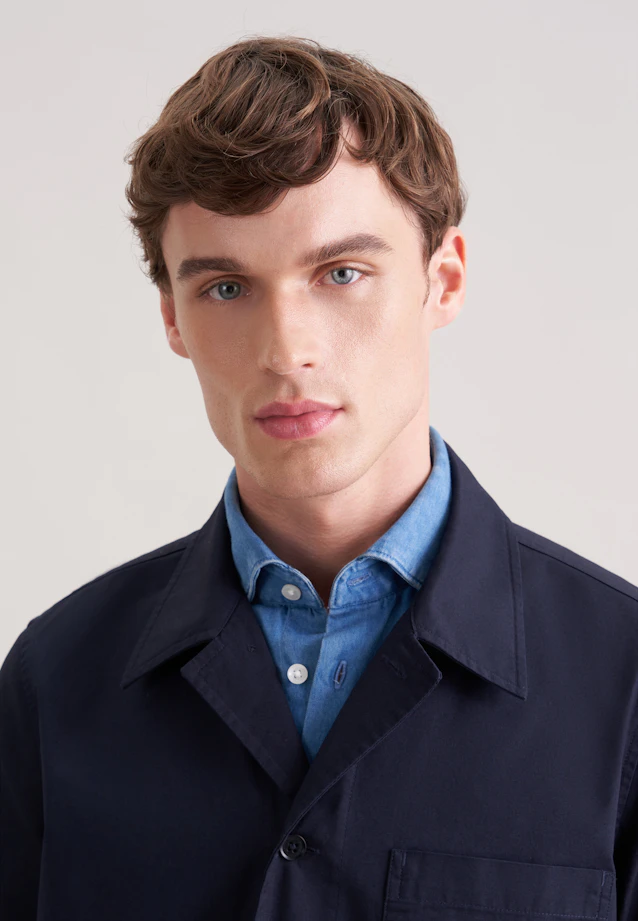 Regular Veste Uni in Bleu Foncé |  Seidensticker Onlineshop