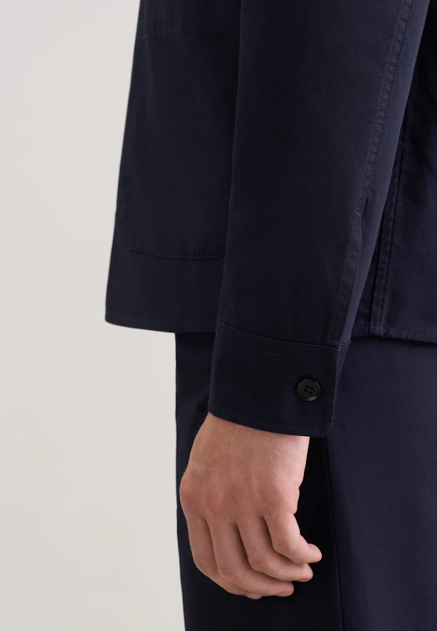 Regular Veste Uni in Bleu Foncé |  Seidensticker Onlineshop