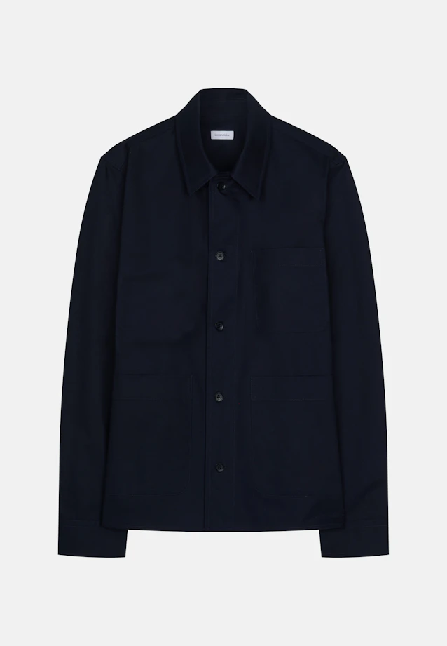 Regular Veste Uni in Bleu Foncé |  Seidensticker Onlineshop
