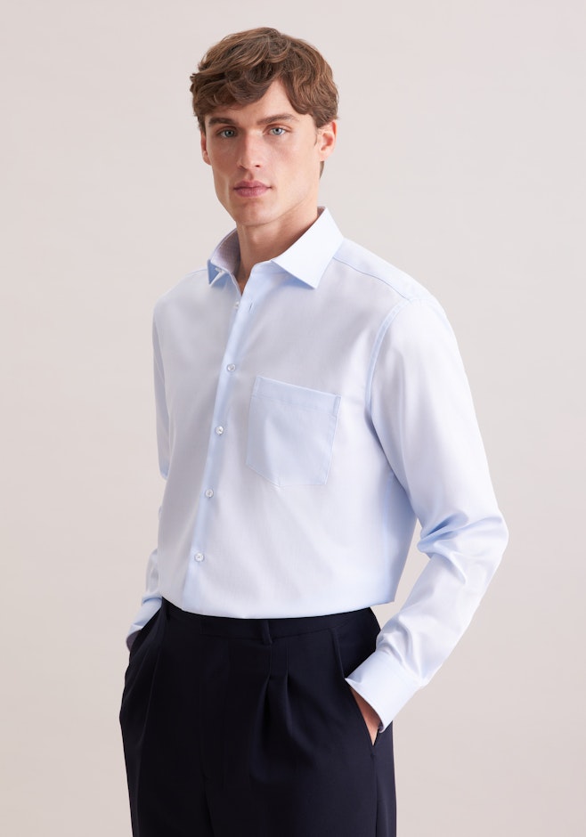 Regular Chemise d'affaires Structure dans Bleu Clair | Boutique en ligne Seidensticker