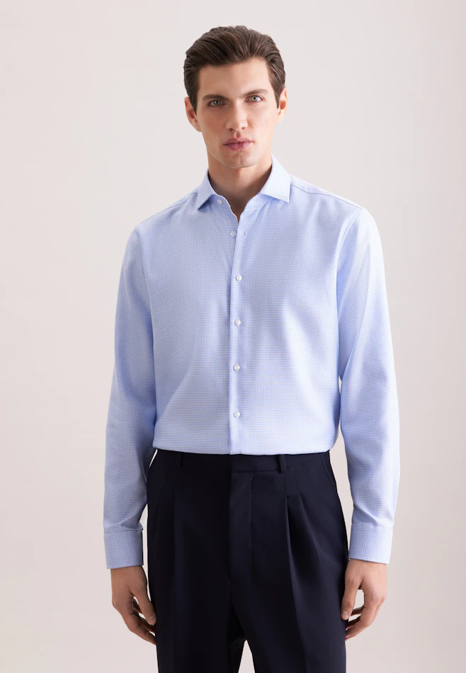 Regular Business shirt Structure in Mittelblau | Seidensticker online shop