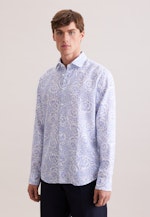 Shaped Linen shirt Print in Hellblau |  Seidensticker Onlineshop