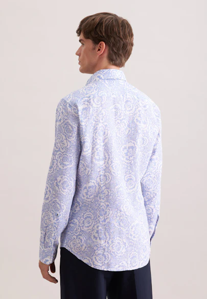 Shaped Chemise en lin Imprimé in Bleu Clair |  Seidensticker Onlineshop