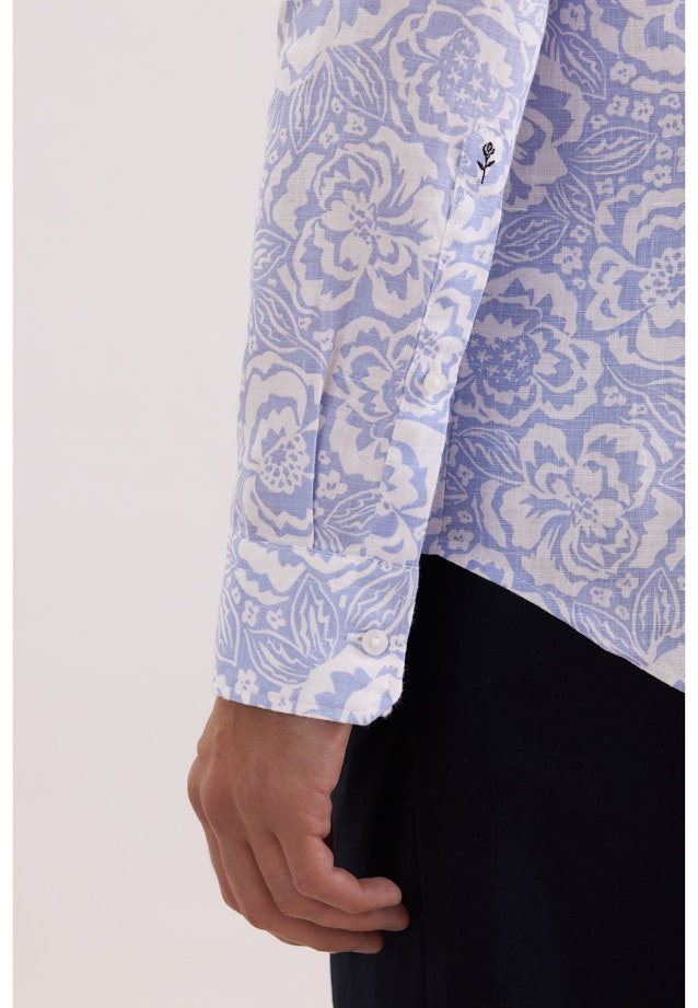 Shaped Leinenhemd Druck in Hellblau |  Seidensticker Onlineshop