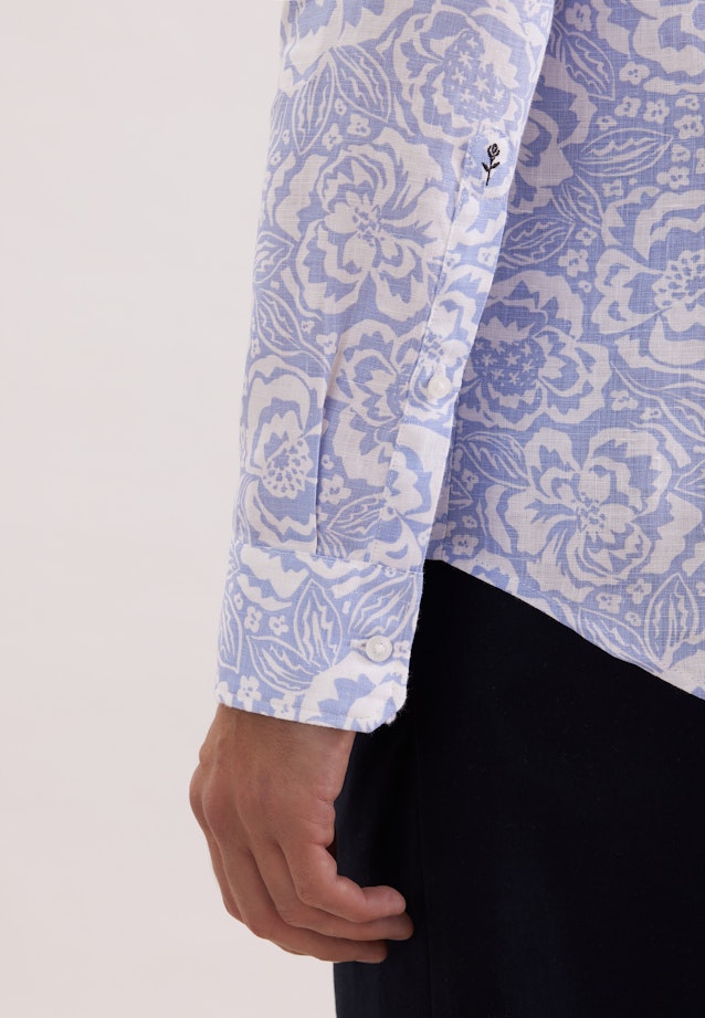 Shaped Linen shirt Print in Hellblau |  Seidensticker Onlineshop