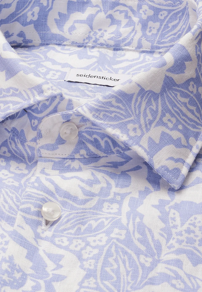 Shaped Leinenhemd Druck in Hellblau | Seidensticker Onlineshop
