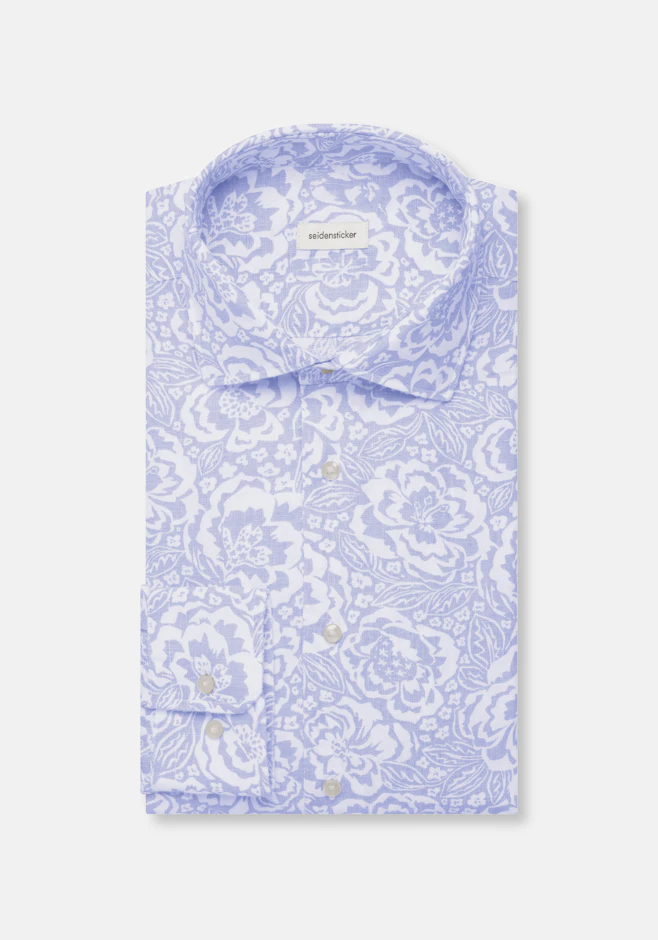 Shaped Chemise en lin Imprimé dans Bleu Clair | Boutique en ligne Seidensticker