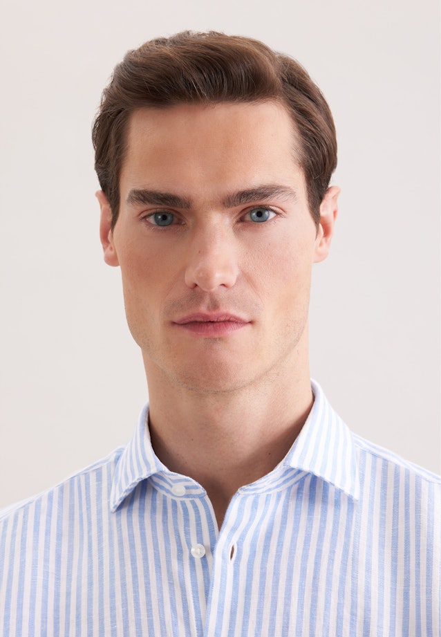 Slim Leinenhemd Gestreift in Mittelblau |  Seidensticker Onlineshop