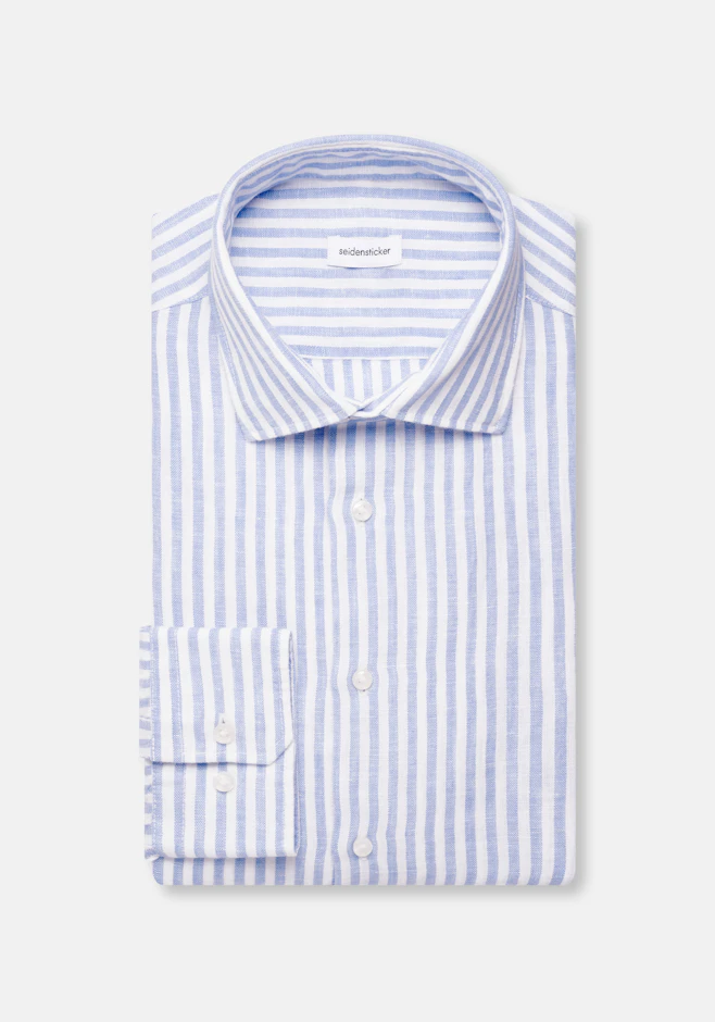 Slim Chemise en lin Rayures dans Bleu Moyen | Boutique en ligne Seidensticker