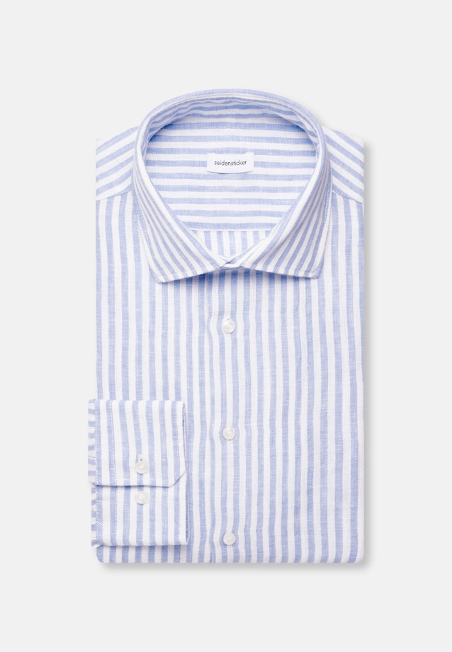 Slim Leinenhemd Gestreift in Mittelblau |  Seidensticker Onlineshop