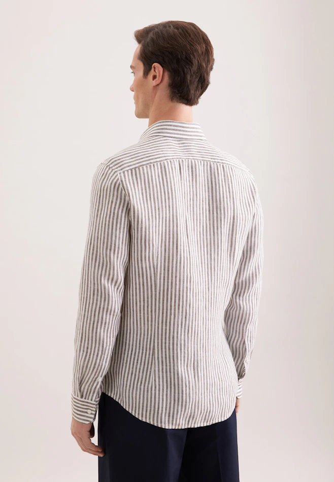 Slim Linen shirt Stripes in Grün | Seidensticker online shop